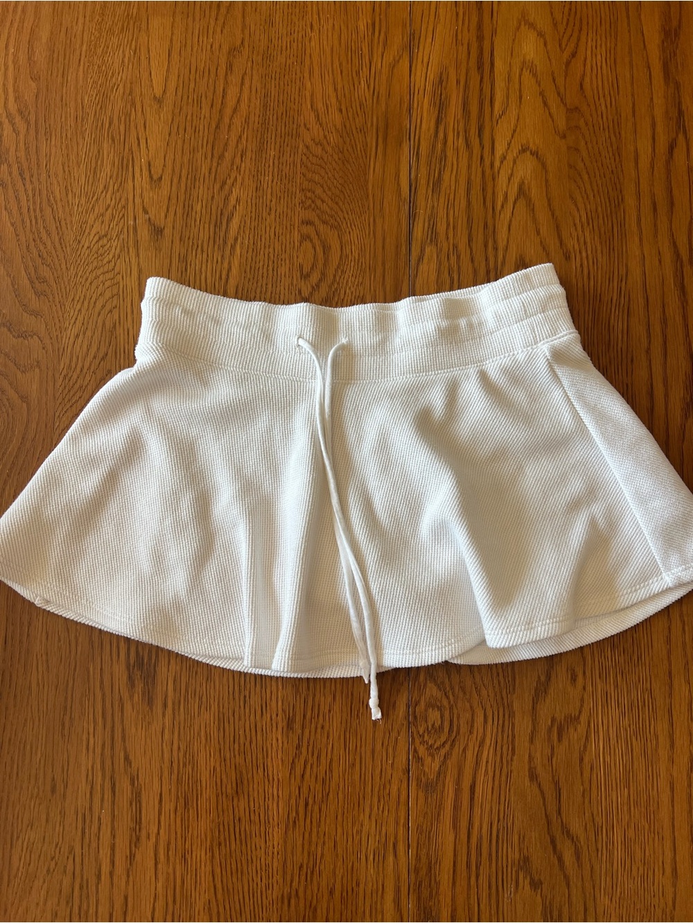 Gilly Hicks White Knit Mini Skirt with Drawstring Waist